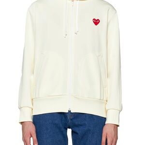 Comme Des Garçons PLAY Cream Hoodie Red Heart Unisex Lg